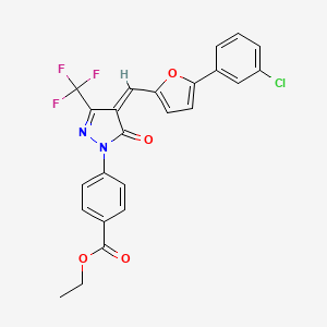 molecular formula C24H16ClF3N2O4 B5500345 ethyl 4-[4-{[5-(3-chlorophenyl)-2-furyl]methylene}-5-oxo-3-(trifluoromethyl)-4,5-dihydro-1H-pyrazol-1-yl]benzoate 