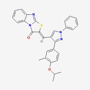 molecular formula C29H24N4O2S B5500357 2-{[3-(4-isopropoxy-3-methylphenyl)-1-phenyl-1H-pyrazol-4-yl]methylene}[1,3]thiazolo[3,2-a]benzimidazol-3(2H)-one 