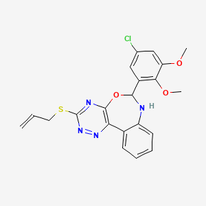 molecular formula C21H19ClN4O3S B5500411 3-(烯丙硫基)-6-(5-氯-2,3-二甲氧基苯基)-6,7-二氢[1,2,4]三嗪并[5,6-d][3,1]苯并恶二嗪 
