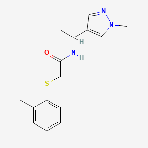 molecular formula C15H19N3OS B5500435 2-[(2-methylphenyl)thio]-N-[1-(1-methyl-1H-pyrazol-4-yl)ethyl]acetamide 