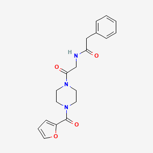 molecular formula C19H21N3O4 B5500450 N-{2-[4-(2-furoyl)-1-piperazinyl]-2-oxoethyl}-2-phenylacetamide 