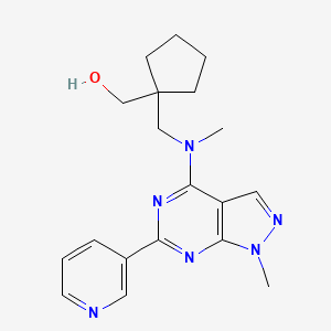 molecular formula C19H24N6O B5500453 [1-({methyl[1-methyl-6-(3-pyridinyl)-1H-pyrazolo[3,4-d]pyrimidin-4-yl]amino}methyl)cyclopentyl]methanol 