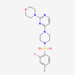 molecular formula C18H21F2N5O3S B5500465 4-(4-{4-[(2,4-二氟苯基)磺酰基]-1-哌嗪基}-2-嘧啶基)吗啉 