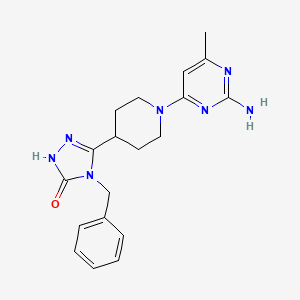 molecular formula C19H23N7O B5500484 5-[1-(2-amino-6-methyl-4-pyrimidinyl)-4-piperidinyl]-4-benzyl-2,4-dihydro-3H-1,2,4-triazol-3-one 