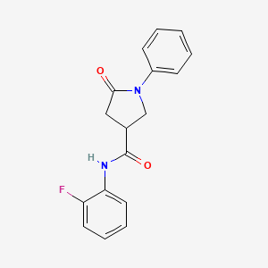 molecular formula C17H15FN2O2 B5500488 N-(2-fluorophenyl)-5-oxo-1-phenyl-3-pyrrolidinecarboxamide 