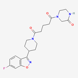 molecular formula C21H25FN4O4 B5500498 4-{5-[4-(6-fluoro-1,2-benzisoxazol-3-yl)-1-piperidinyl]-5-oxopentanoyl}-2-piperazinone 