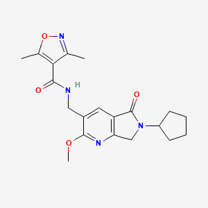 molecular formula C20H24N4O4 B5500503 N-[(6-环戊基-2-甲氧基-5-氧代-6,7-二氢-5H-吡咯并[3,4-b]吡啶-3-基)甲基]-3,5-二甲基异恶唑-4-甲酰胺 