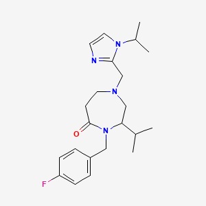 molecular formula C22H31FN4O B5500510 4-(4-fluorobenzyl)-3-isopropyl-1-[(1-isopropyl-1H-imidazol-2-yl)methyl]-1,4-diazepan-5-one 