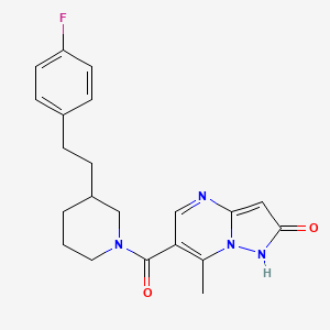 molecular formula C21H23FN4O2 B5500538 6-({3-[2-(4-fluorophenyl)ethyl]-1-piperidinyl}carbonyl)-7-methylpyrazolo[1,5-a]pyrimidin-2(1H)-one 