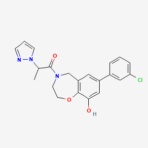 7-(3-chlorophenyl)-4-[2-(1H-pyrazol-1-yl)propanoyl]-2,3,4,5-tetrahydro-1,4-benzoxazepin-9-ol