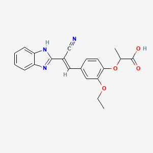 molecular formula C21H19N3O4 B5500591 2-{4-[2-(1H-benzimidazol-2-yl)-2-cyanovinyl]-2-ethoxyphenoxy}propanoic acid 