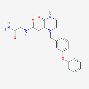 molecular formula C21H24N4O4 B5500594 N~2~-{[3-氧代-1-(3-苯氧基苄基)-2-哌嗪基]乙酰}甘氨酰胺 