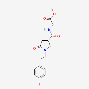 molecular formula C16H19FN2O4 B5500613 N-({1-[2-(4-氟苯基)乙基]-5-氧代吡咯烷-3-基}羰基)甘氨酸甲酯 