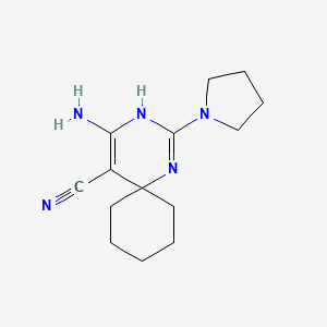 molecular formula C14H21N5 B5500637 4-amino-2-(1-pyrrolidinyl)-1,3-diazaspiro[5.5]undeca-2,4-diene-5-carbonitrile 