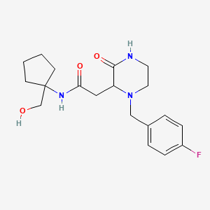 molecular formula C19H26FN3O3 B5500647 2-[1-(4-fluorobenzyl)-3-oxo-2-piperazinyl]-N-[1-(hydroxymethyl)cyclopentyl]acetamide 