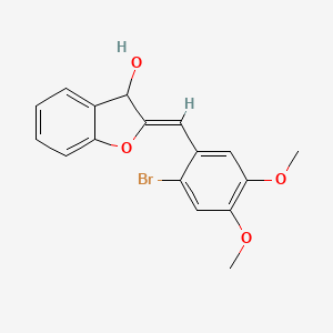 molecular formula C17H15BrO4 B5500658 2-(2-溴-4,5-二甲氧基苄亚叉基)-2,3-二氢-1-苯并呋喃-3-醇 