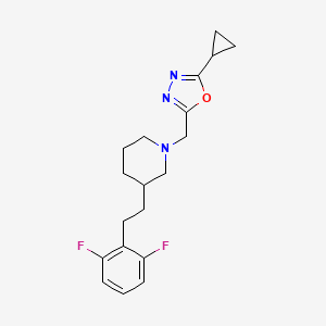 molecular formula C19H23F2N3O B5500669 1-[(5-cyclopropyl-1,3,4-oxadiazol-2-yl)methyl]-3-[2-(2,6-difluorophenyl)ethyl]piperidine 