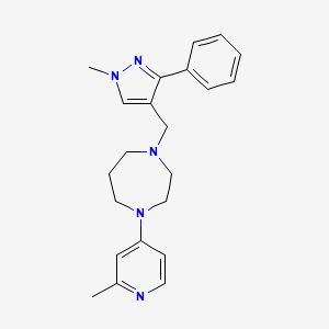 molecular formula C22H27N5 B5500673 1-[(1-甲基-3-苯基-1H-吡唑-4-基)甲基]-4-(2-甲基-4-吡啶基)-1,4-二氮杂环戊烷 