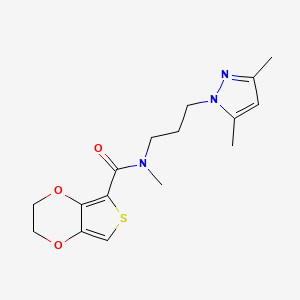 molecular formula C16H21N3O3S B5500690 N-[3-(3,5-dimethyl-1H-pyrazol-1-yl)propyl]-N-methyl-2,3-dihydrothieno[3,4-b][1,4]dioxine-5-carboxamide 