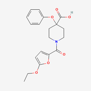molecular formula C19H21NO6 B5500706 1-(5-ethoxy-2-furoyl)-4-phenoxypiperidine-4-carboxylic acid 