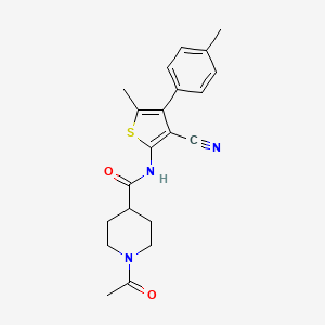molecular formula C21H23N3O2S B5500721 1-乙酰基-N-[3-氰基-5-甲基-4-(4-甲苯基)-2-噻吩基]-4-哌啶甲酰胺 