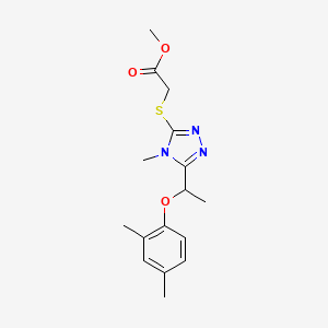 molecular formula C16H21N3O3S B5500729 methyl ({5-[1-(2,4-dimethylphenoxy)ethyl]-4-methyl-4H-1,2,4-triazol-3-yl}thio)acetate 