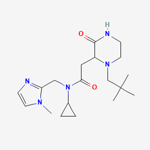 molecular formula C19H31N5O2 B5500755 N-cyclopropyl-2-[1-(2,2-dimethylpropyl)-3-oxo-2-piperazinyl]-N-[(1-methyl-1H-imidazol-2-yl)methyl]acetamide 