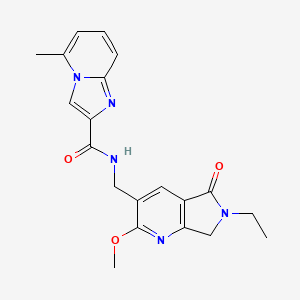 molecular formula C20H21N5O3 B5500776 N-[(6-乙基-2-甲氧基-5-氧代-6,7-二氢-5H-吡咯并[3,4-b]吡啶-3-基)甲基]-5-甲基咪唑并[1,2-a]吡啶-2-甲酰胺 