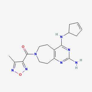 molecular formula C17H21N7O2 B5500809 N~4~-cyclopent-3-en-1-yl-7-[(4-methyl-1,2,5-oxadiazol-3-yl)carbonyl]-6,7,8,9-tetrahydro-5H-pyrimido[4,5-d]azepine-2,4-diamine 