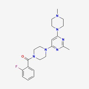 molecular formula C21H27FN6O B5500848 4-[4-(2-氟苯甲酰基)-1-哌嗪基]-2-甲基-6-(4-甲基-1-哌嗪基)嘧啶 