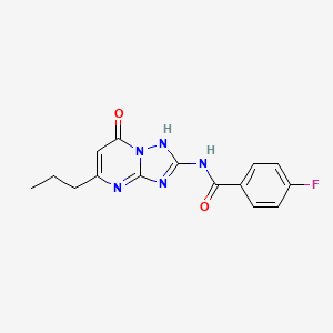 molecular formula C15H14FN5O2 B5500882 4-fluoro-N-(7-hydroxy-5-propyl[1,2,4]triazolo[1,5-a]pyrimidin-2-yl)benzamide 