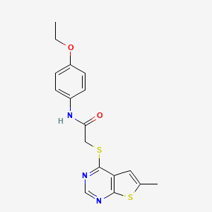 molecular formula C17H17N3O2S2 B5500898 N-(4-ethoxyphenyl)-2-[(6-methylthieno[2,3-d]pyrimidin-4-yl)thio]acetamide 