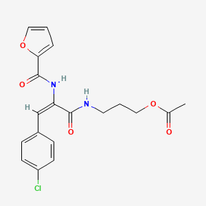 molecular formula C19H19ClN2O5 B5501034 3-{[3-(4-chlorophenyl)-2-(2-furoylamino)acryloyl]amino}propyl acetate 