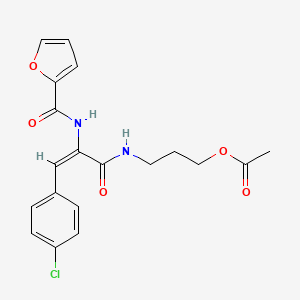 3-[[(E)-3-(4-chlorophenyl)-2-(furan-2-carbonylamino)prop-2-enoyl]amino]propyl acetate