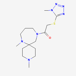 molecular formula C15H27N7OS B5501079 3,7-dimethyl-11-{[(1-methyl-1H-tetrazol-5-yl)thio]acetyl}-3,7,11-triazaspiro[5.6]dodecane 