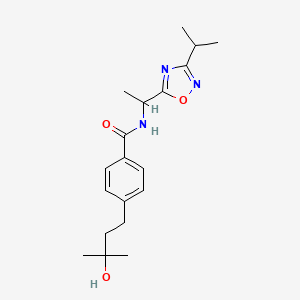 molecular formula C19H27N3O3 B5501085 4-(3-羟基-3-甲基丁基)-N-[1-(3-异丙基-1,2,4-恶二唑-5-基)乙基]苯甲酰胺 