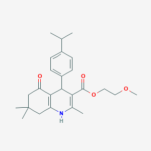 molecular formula C25H33NO4 B5501100 2-methoxyethyl 4-(4-isopropylphenyl)-2,7,7-trimethyl-5-oxo-1,4,5,6,7,8-hexahydro-3-quinolinecarboxylate 