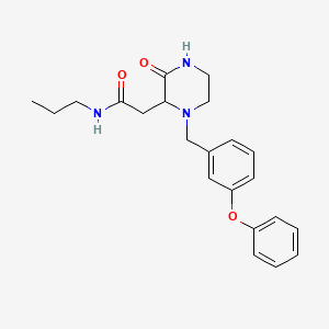 molecular formula C22H27N3O3 B5501117 2-[3-氧代-1-(3-苯氧基苄基)-2-哌嗪基]-N-丙基乙酰胺 