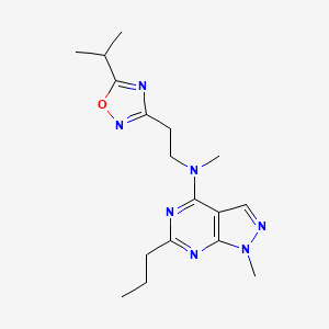 molecular formula C17H25N7O B5501141 N-[2-(5-isopropyl-1,2,4-oxadiazol-3-yl)ethyl]-N,1-dimethyl-6-propyl-1H-pyrazolo[3,4-d]pyrimidin-4-amine 