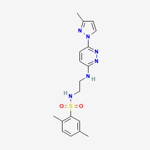 molecular formula C18H22N6O2S B5501154 2,5-dimethyl-N-(2-{[6-(3-methyl-1H-pyrazol-1-yl)-3-pyridazinyl]amino}ethyl)benzenesulfonamide 