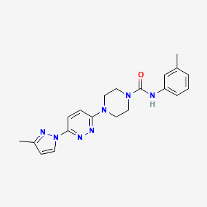 molecular formula C20H23N7O B5501155 N-(3-甲基苯基)-4-[6-(3-甲基-1H-吡唑-1-基)-3-嘧啶嗪基]-1-哌嗪甲酰胺 