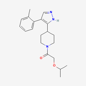 molecular formula C20H27N3O2 B5501177 1-(异丙氧基乙酰基)-4-[4-(2-甲苯基)-1H-吡唑-5-基]哌啶 