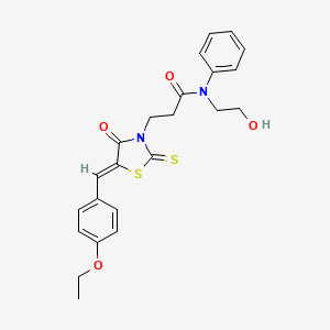 molecular formula C23H24N2O4S2 B5501180 3-[5-(4-ethoxybenzylidene)-4-oxo-2-thioxo-1,3-thiazolidin-3-yl]-N-(2-hydroxyethyl)-N-phenylpropanamide 
