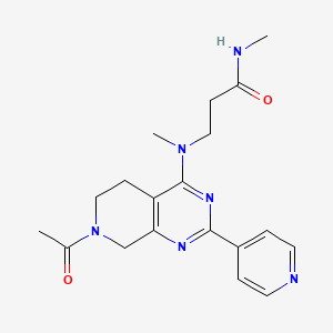 molecular formula C19H24N6O2 B5501188 N~3~-(7-acetyl-2-pyridin-4-yl-5,6,7,8-tetrahydropyrido[3,4-d]pyrimidin-4-yl)-N~1~,N~3~-dimethyl-beta-alaninamide 