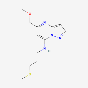 molecular formula C12H18N4OS B5501241 5-(methoxymethyl)-N-[3-(methylthio)propyl]pyrazolo[1,5-a]pyrimidin-7-amine 