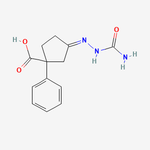 molecular formula C13H15N3O3 B5501247 3-[(aminocarbonyl)hydrazono]-1-phenylcyclopentanecarboxylic acid 