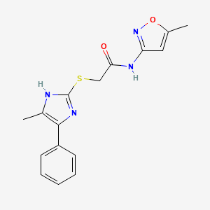 molecular formula C16H16N4O2S B5501254 N-(5-甲基异恶唑-3-基)-2-[(4-甲基-5-苯基-1H-咪唑-2-基)硫代]乙酰胺 