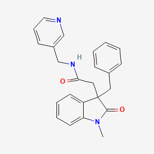 molecular formula C24H23N3O2 B5501265 2-(3-benzyl-1-methyl-2-oxo-2,3-dihydro-1H-indol-3-yl)-N-(pyridin-3-ylmethyl)acetamide 