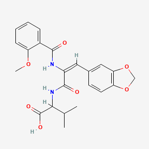 molecular formula C23H24N2O7 B5501266 N-{3-(1,3-benzodioxol-5-yl)-2-[(2-methoxybenzoyl)amino]acryloyl}valine 