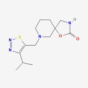 molecular formula C13H20N4O2S B5501274 7-[(4-isopropyl-1,2,3-thiadiazol-5-yl)methyl]-1-oxa-3,7-diazaspiro[4.5]decan-2-one 